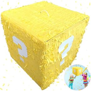 NINOSTAR Super Gamer 13.3" Pinata Storage Glowing Box Perfect for Birthdays, Parties, Gaming - Piñata Large, Yellow, White, MR700