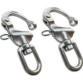 Marine Grade 316 Stainless Steel Rotary Shackle Hand Pull Quick Hanging Shackle Spring Buckle for Hoisting Rope Suspension