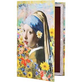 Book Box Decorative Storage Box Faux Wood with Magnetic Cover Storage for Hidden Jewelry,Photos, Greeting Cards,Remotes，M Size Box -4-02
