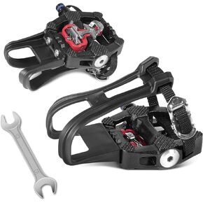 SPD Bike Pedals Delta Compatible 9/16'' with Toe Cages, Mountain Bike Peloton Pedals for Regular Shoes & Clipless Shoes, Bicycle Pedals Convert Look Delta Pedals to Dual Function Pedals
