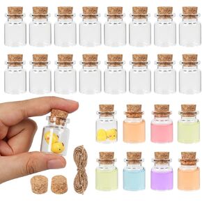 Mini Glass Bottles with Cork 5 ml, Tiny Glass Jars with Cork 24 Pack, Small Potion Bottles, Mini Vials with Corks, Spell Jars, Sand Bottles, Little Decorative Bottles for Crafts, Display, Party Favors
