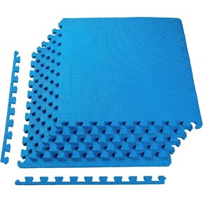 Signature Fitness Puzzle Exercise Mat with EVA Foam Interlocking Tiles for MMA, Exercise, Gymnastics and Home Gym Protective Flooring, 1/2" Thick, 24 Square Feet, Blue