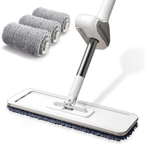Microfiber Mop 15'', Floor Mop with 4 Washable Pads, Flat Mop with Adjustable Handle for Laminnate Tile Floors, Wet & Dust Use for Floor Cleaning in Saudi Arabia