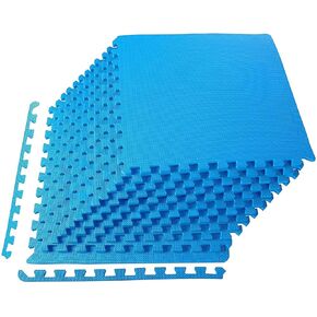 Puzzle Exercise Mat with EVA Foam Interlocking Tiles for MMA, Exercise, Gymnastics and Home Gym Protective Flooring, 1/2" Thick, 48 Square Feet, Blue