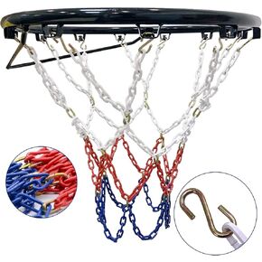 شبكة كرة سلة معدنية بديلة للاستخدام في الأماكن المغلقة أو الهواء الطلق، شبكة سلسلة من الفولاذ المقاوم للصدأ شديدة التحمل لحلقة كرة السلة، شبكة كرة سلة معدنية (21 بوصة) تناسب معظم الأطواق القياسية in Kuwait