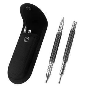 Spring Nail Set,Dual Head Nail Setter,4pcs Hammerless Door Hinge Pin Removal Tool,Striking Force Spring Loaded Nail Punch（1/8-in, 3/32-in, 3/16-in, 1/16-in, 1/32-in, 1/8-in）