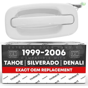 Exterior Door Handle, Front Right Passenger Side - Compatible with 1999-2006 Chevrolet Silverado, Suburban, Tahoe; GMC Sierra, Yukon, Denali - Olympic White (GAZ), No Keyhole - OEM 15182417-GAZ