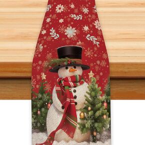 ChristmasTable Runner 13 X 60 inches for Bride Shower, Seaside Dining Room, Family Gathering, Wedding Decor, Birthday Party, Cotton & Linen (Christmas, 13x60)