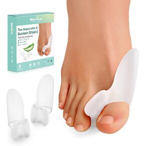 Welnove Bunion Cushion Protector, 8 Pack Aloe Vera Extract Infused Bunion Corrector with Separator, Gel Bunion Shield for Foot Pain Relief, Calluses, Relieve Foot Pain from Friction(White) in Kuwait