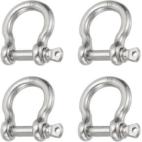 PATIKIL Screw Pin Shackle 7.7mm 5/16" 881lb, 4Pcs 316 Stainless Steel Forged Bow Shackle Marine Grade for Chains Wire Rope Outdoor, Silver