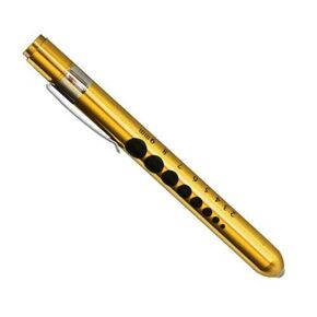 Medical Pen Lights for Nurses Doctors, Reusable LED Medical Penlight Flashlight with Pupil Gauge and Ruler, White Light, Choose Color (Gold)