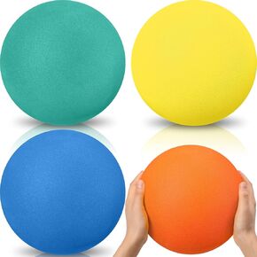 4 Pcs Large Foam Balls Soft Foam Dodgeballs Uncoated Playground Balls Silent Sport Balls Lightweight Sponge Balls Easy to Grasp Bouncy Balls for Kids Indoor Sports Activity