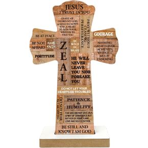 Qswo Wooden Crosses,Christians Cross Wall Decor,Cross Desk Decor,Crosses Wall Decor,Faith Bible Verse Wooden Crosses,Spiritual Religious Cross Plaque for Church Easter Party