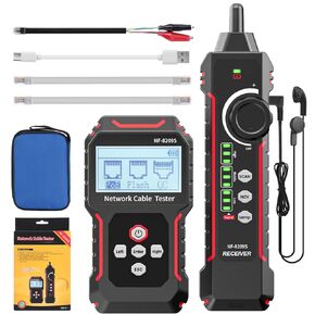 RJ45 Network Cable Tester and Tracer, VXSCAN NF-8209S Ethernet Cable Tester Wire Tracer with NCV & Lamp for CAT5 CAT6 CAT6a - Cont/Length Measurement/SCAN/Flash/QC/NCV/POE Tester