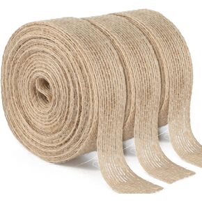 joycraft 11 Yards Burlap Fabric Ribbon, 3.15" Wide Brown Natural Jute Fabric Craft Ribbon, Premium Craft Ribbon for Wedding, Gift Wrapping, Party Favor, Home Decor, and Christmas