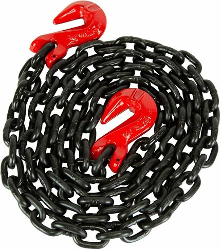 Mytee Products 3/8 Inch x 10 FT G80 Transport Binder Chain with Clevis Grab Hooks - 7,100 LB Working Load Limit - Heavy Duty Grade 80 Safety Trailer Logging Chain - Towing Tie Down Binding Equipment in Saudi Arabia