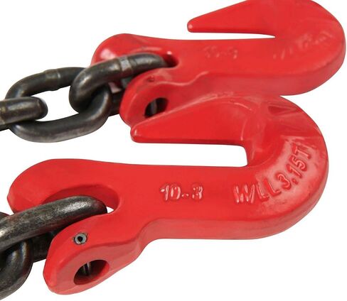 Mytee Products 3/8 Inch x 10 FT G80 Transport Binder Chain with Clevis Grab Hooks - 7,100 LB Working Load Limit - Heavy Duty Grade 80 Safety Trailer Logging Chain - Towing Tie Down Binding Equipment in Saudi Arabia