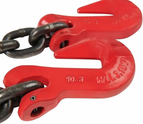 Mytee Products 3/8 Inch x 10 FT G80 Transport Binder Chain with Clevis Grab Hooks - 7,100 LB Working Load Limit - Heavy Duty Grade 80 Safety Trailer Logging Chain - Towing Tie Down Binding Equipment in Saudi Arabia