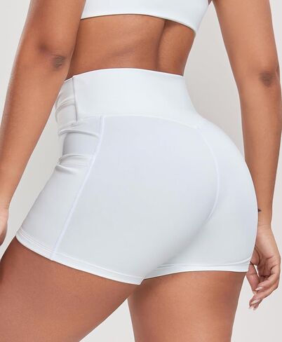 YOFIT Women's High Waisted Gym Shorts V Twist Front Workout Shorts with Side Pockets in Saudi Arabia