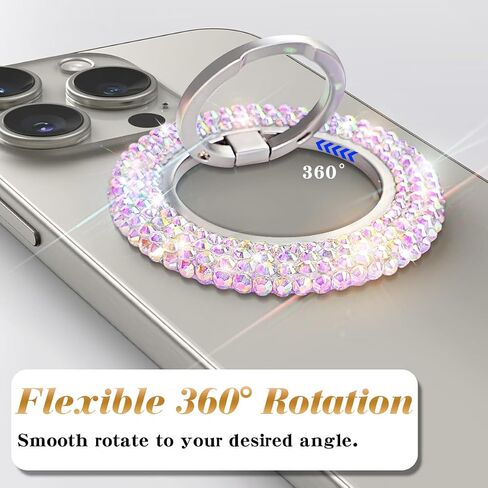 Erolagomat Bling Magnetic Cell Phone Ring Holder Grip Compatible with MagSafe，Glitter Sparkle Magnet Finger Phone Ring Grip Stand Holder Compatible with iPhone 15 14 Plus 13 12, Pro, Pro Max, Mini in Saudi Arabia