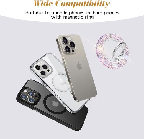 Erolagomat Bling Magnetic Cell Phone Ring Holder Grip Compatible with MagSafe，Glitter Sparkle Magnet Finger Phone Ring Grip Stand Holder Compatible with iPhone 15 14 Plus 13 12, Pro, Pro Max, Mini in Saudi Arabia