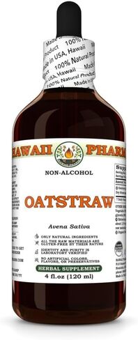 Hawaii Pharm Oat Straw Alcohol-FREE Liquid Extract, Organic Oats Straw (Avena Sativa) Dried Tops Glycerite Natural Herbal Supplement, USA 2 fl.oz in Kuwait
