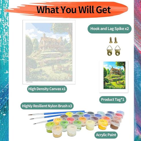 ajepon Landscape Paint by Numbers Kit-House Paint by Number Kits for Adults,Scenery Adults Paint by Numbers Kits on Canvas Without Frame Oil Painting Acrylic Paints for Home Wall Decor 16X20inch in Saudi Arabia