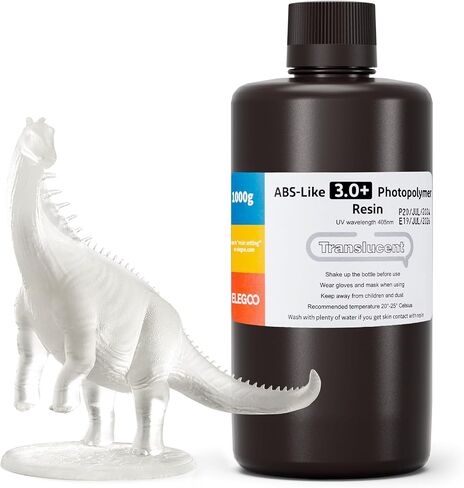 ELEGOO ABS-Like 3.0+ راتنج طابعة ثلاثية الأبعاد شفاف 1000 جرام، راتنج طباعة ثلاثي الأبعاد عالي المقاومة للحرارة، لزوجة منخفضة وانكماش، معالجة بالأشعة فوق البنفسجية LCD 405 نانومتر لطابعة MSLA/LCD/DLP ثلاثية الأبعاد in Saudi Arabia