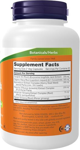 NOW Foods Supplements, TestoJack™ 200 مع تونغكات علي وتريبولوس وماكا وأعشاب الماعز قرنية، 60 كبسولة نباتية in Saudi Arabia