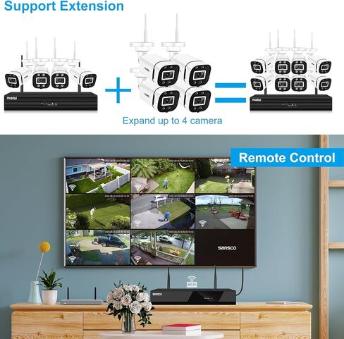 نظام كاميرا أمان لاسلكي 8 قنوات، نظام CCTV NVR بدقة 2 ميجابكسل مع محرك أقراص ثابتة سعة 1 تيرابايت، كاميرات IP WiFi خارجية 8X Bullet، تسجيل صوتي، رؤية نهارية/ليلية، اكتشاف الإنسان، تنبيه عبر البريد الإلكتروني للتطبيق in Kuwait