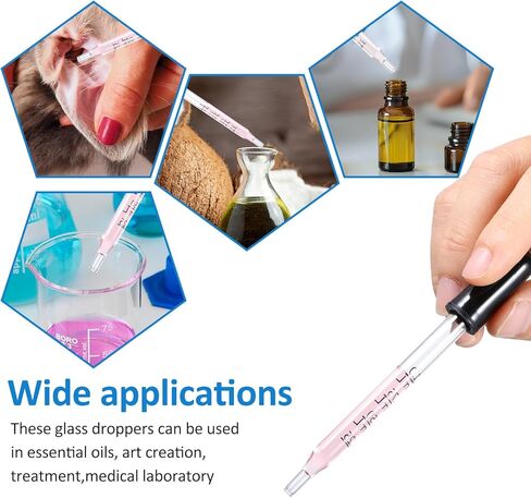 20 Pcs Eye Dropper 1ml Pipettes Dropper Straight-Tip Glass Dropper with Black Rubber Head Eye Droppers for Essential Oils, Eye Drops Makeup Liquid for Men Women(with 2 Brushes) in Saudi Arabia
