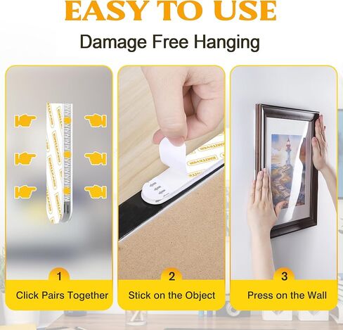 EMITEVER Picture Hanging Strips Heavy Duty, Damage Free Hanging Picture Hangers, Picture Hanging Kit, Hanging Hooks Without Nails, Medium Wall Strips Adhesive Poster Sticky White 40-Pairs (80 Strips) in Saudi Arabia