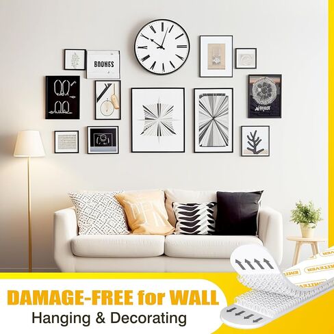 EMITEVER Picture Hanging Strips Heavy Duty, Damage Free Hanging Picture Hangers, Picture Hanging Kit, Hanging Hooks Without Nails, Medium Wall Strips Adhesive Poster Sticky White 40-Pairs (80 Strips) in Saudi Arabia
