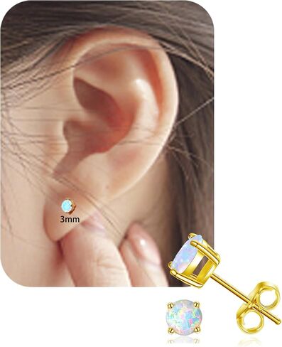 Opal Stud Earrings Hypoallergenic Earrings Studs Surgical Steel Earrings Tragus/Cartilage/Conch/Helix-Dainty Piercing Stud Earrings For Women Men Girls Jewelry Gifts（5mm) in Saudi Arabia