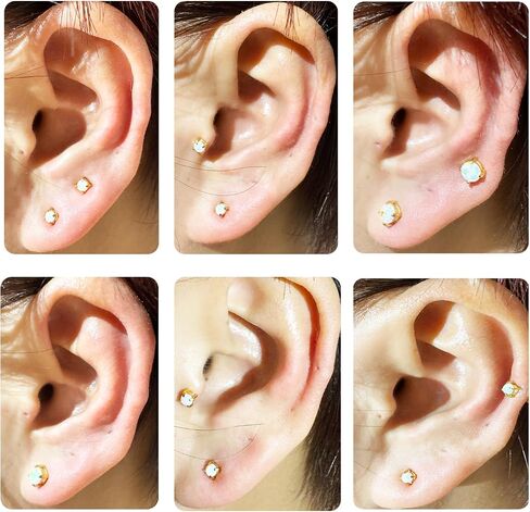 Opal Stud Earrings Hypoallergenic Earrings Studs Surgical Steel Earrings Tragus/Cartilage/Conch/Helix-Dainty Piercing Stud Earrings For Women Men Girls Jewelry Gifts（5mm) in Saudi Arabia