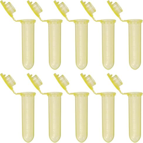 PATIKIL 2ML Plastic Centrifuge Tubes, 500 Pcs Round Bottom Centrifuge Tube with Snap Cap and Graduated Marks for Laboratory Sample, Yellow in Saudi Arabia