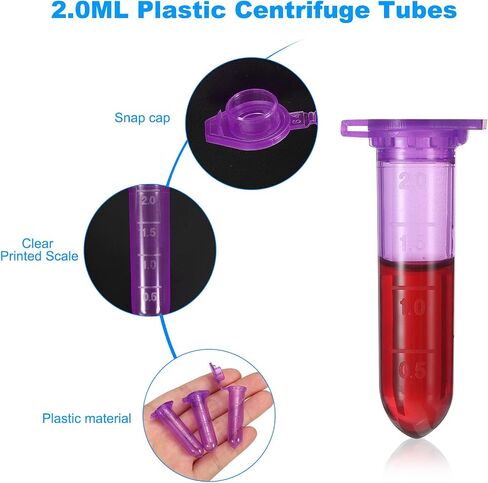 PATIKIL 2ML Plastic Centrifuge Tubes, 500 Pcs Round Bottom Centrifuge Tube with Snap Cap and Graduated Marks for Laboratory Sample, Yellow in Saudi Arabia