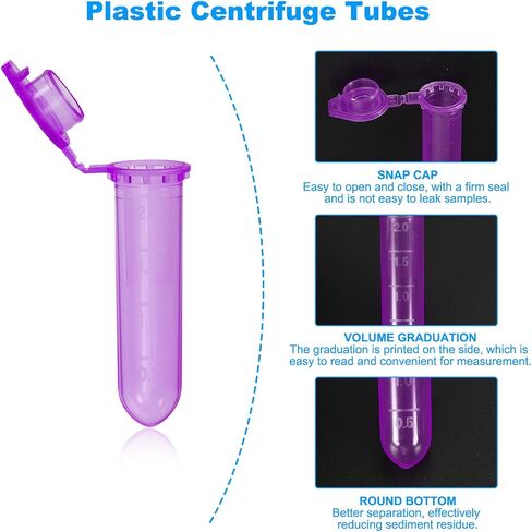 PATIKIL 2ML Plastic Centrifuge Tubes, 500 Pcs Round Bottom Centrifuge Tube with Snap Cap and Graduated Marks for Laboratory Sample, Yellow in Saudi Arabia