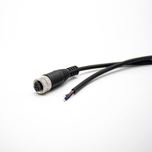 M12 Cable A-Code Single Female Head Straight Connector Aviation Socket Electrical Cable (3 Pin 2M/6.6ft Cable) in Kuwait