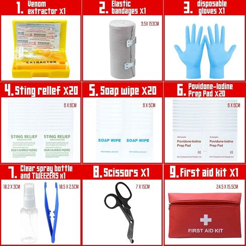 Snake Bite Kit, Bee Sting Kit, Ifak Trauma Refill Kit First Aid Supplies, Venom Extractor Suction Pump Kit, Bite and Sting First Aid for Belt, Hiking, Backpacking and Camping (Yellow) in Saudi Arabia