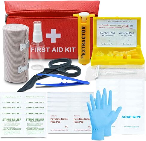 Snake Bite Kit, Bee Sting Kit, Ifak Trauma Refill Kit First Aid Supplies, Venom Extractor Suction Pump Kit, Bite and Sting First Aid for Belt, Hiking, Backpacking and Camping (Yellow) in Saudi Arabia