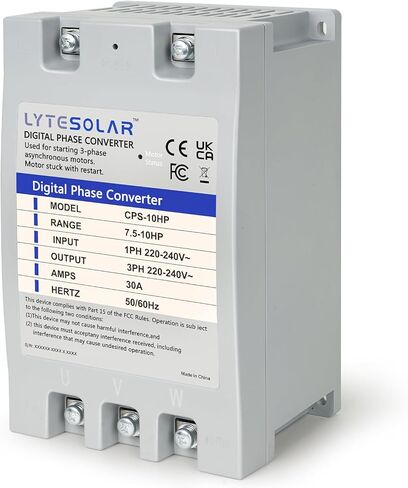 محول مرحلة واحدة إلى 3 مراحل، محول المرحلة الرقمي LyteSolar 10HP، مدخل/مخرج 23A 220V-240V للأدوات الكهربائية/المحركات/المعدات الميكانيكية in Kuwait