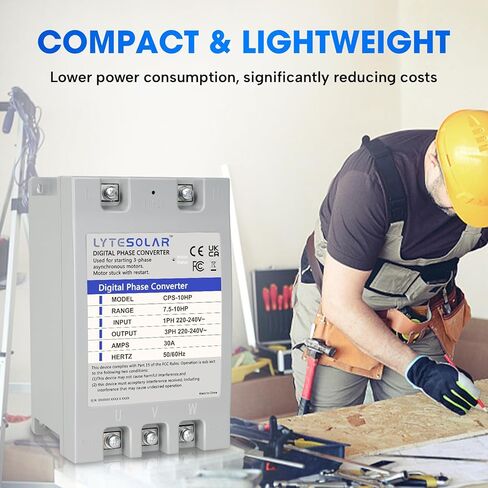 محول مرحلة واحدة إلى 3 مراحل، محول المرحلة الرقمي LyteSolar 10HP، مدخل/مخرج 23A 220V-240V للأدوات الكهربائية/المحركات/المعدات الميكانيكية in Kuwait
