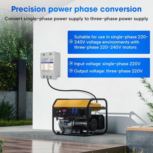 محول مرحلة واحدة إلى 3 مراحل، محول المرحلة الرقمي LyteSolar 10HP، مدخل/مخرج 23A 220V-240V للأدوات الكهربائية/المحركات/المعدات الميكانيكية in Kuwait