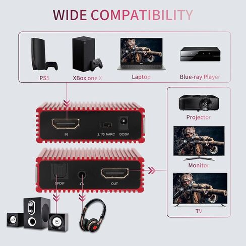 مستخرج صوت HDMI مع ARC، محول فيديو HDMI 4K 60 هرتز مع SPDIF وإخراج 3.5 مم، مستخرج الصوت البصري يدعم HDMI 2.0، 18 جيجابت في الثانية، HDCP 2.2، Dolby Digital/DTS Passthrough CEC، HDR10 in Kuwait