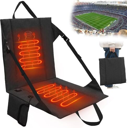 Heated Stadium Seat Cushion Pad Cordless Rechargeable 149F USB Battery Heated Bleacher Cushion Portable Heating Pad with Backrest Heating for Outdoor Camping, Fishing - 3 Heat Settings (NO Power Bank) in Saudi Arabia