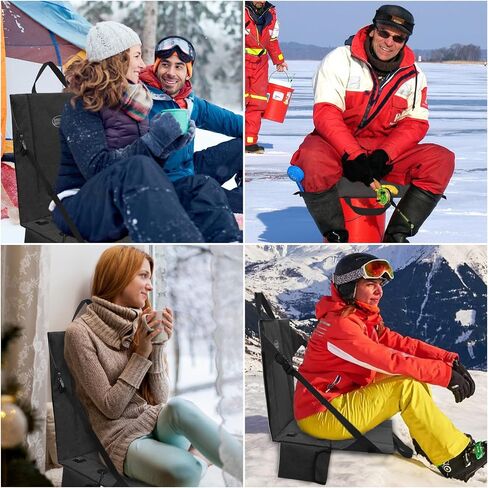 Heated Stadium Seat Cushion Pad Cordless Rechargeable 149F USB Battery Heated Bleacher Cushion Portable Heating Pad with Backrest Heating for Outdoor Camping, Fishing - 3 Heat Settings (NO Power Bank) in Saudi Arabia