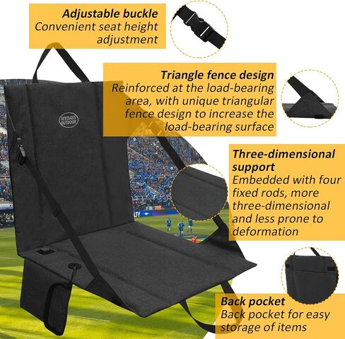 Heated Stadium Seat Cushion Pad Cordless Rechargeable 149F USB Battery Heated Bleacher Cushion Portable Heating Pad with Backrest Heating for Outdoor Camping, Fishing - 3 Heat Settings (NO Power Bank) in Saudi Arabia
