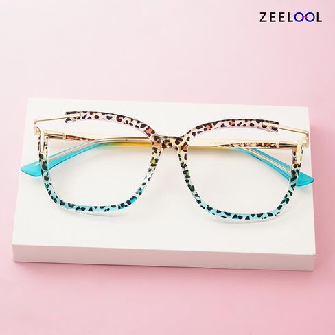 نظارات Zeelool المربعة الزرقاء لحجب الضوء للنساء نظارات وهمية أنيقة مع مفصلات زنبركية أنيقة بإطار كامل in Saudi Arabia