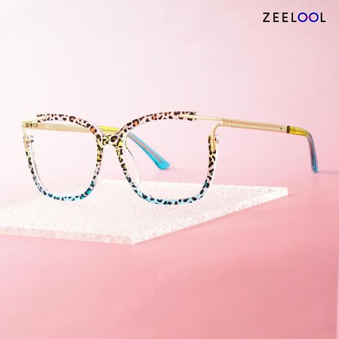 نظارات Zeelool المربعة الزرقاء لحجب الضوء للنساء نظارات وهمية أنيقة مع مفصلات زنبركية أنيقة بإطار كامل in Saudi Arabia